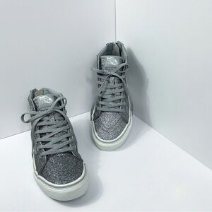VANS Sk8-Hi Silver Glitter Zip Up - Youth 3.5